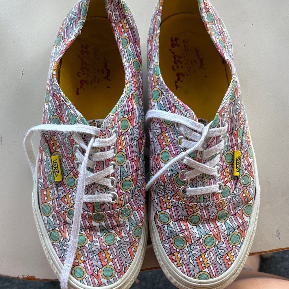 Vans Colorful Text Print Sneakers with White Laces
